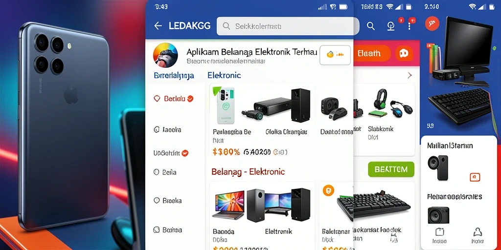 Antarmuka menarik dari aplikasi LEDAKGG untuk belanja elektronik.
