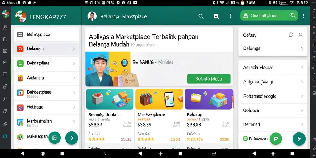 Antarmuka pengguna aplikasi LENGKAP777 dengan fitur belanja yang lengkap.