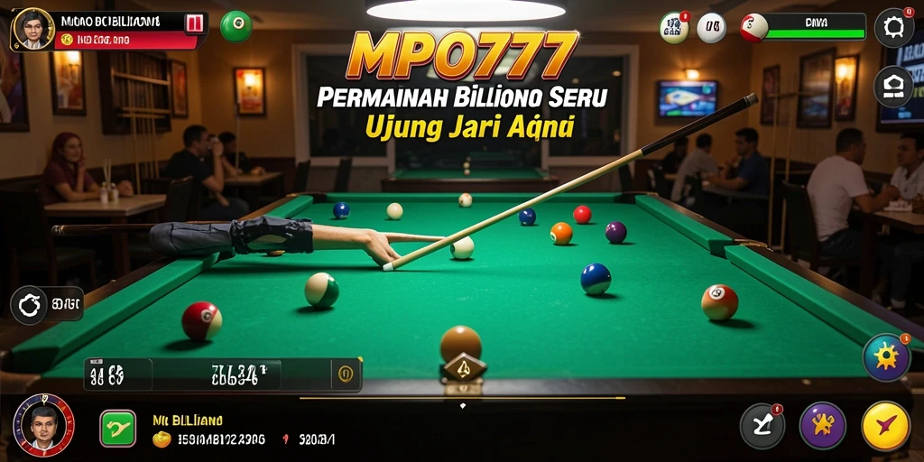 Tampilan antarmuka MPO777 dengan grafis billiard yang menarik.