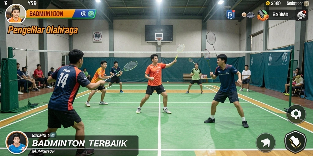 Tampilan antarmuka Y89 yang menarik dengan fungsi Badminton yang mendebarkan.