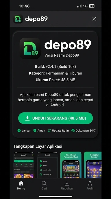 Tampilan halaman APK depo89