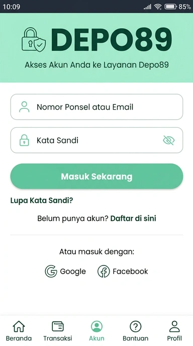 Tampilan halaman login depo89