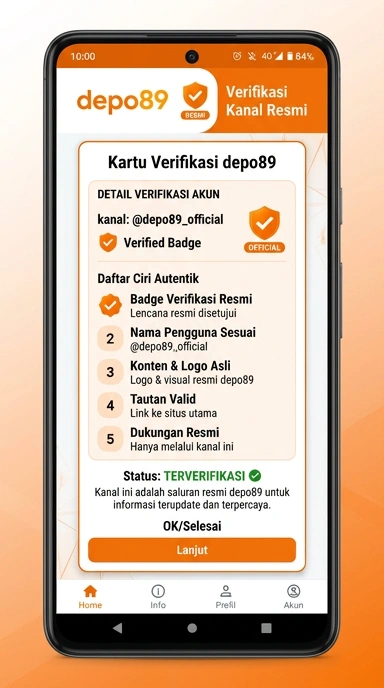 Tampilan kanal resmi depo89