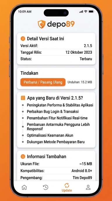 Tampilan riwayat versi depo89